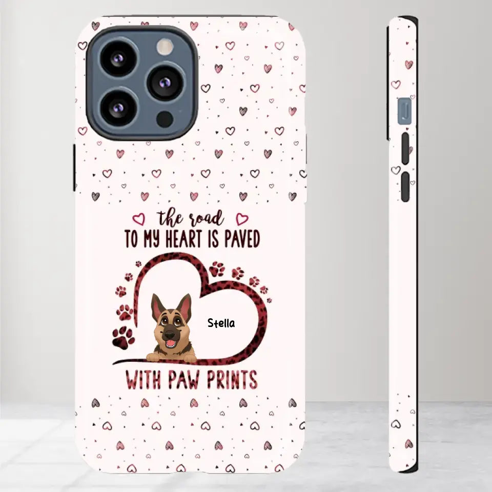 The Road To My Heart Is Paved With Paw Prints - Custom Name - Personalized Gifts For Dog Lovers - iPhone Clear Phone Case