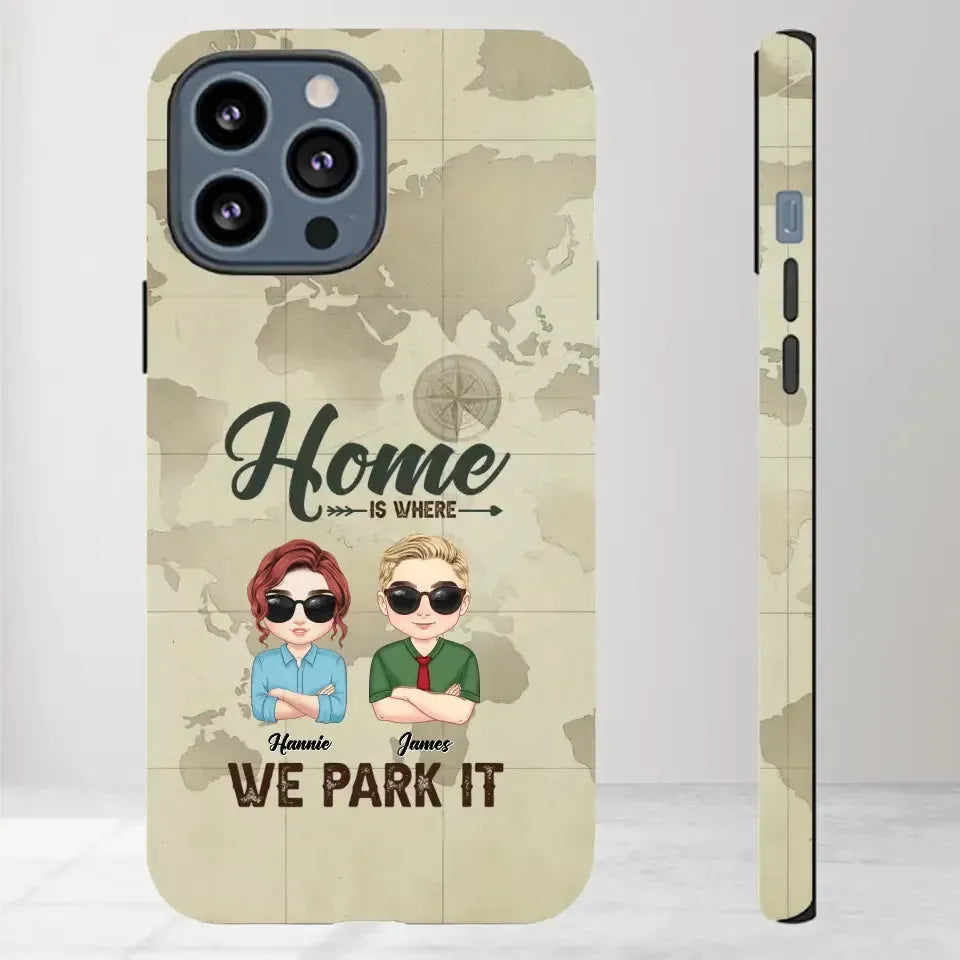 Our Home Is Where We Park It - Custom Name - Personalized Gifts For Couple - iPhone Tough Phone Case