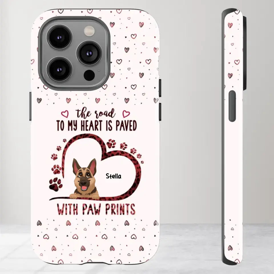 The Road To My Heart Is Paved With Paw Prints - Custom Name - Personalized Gifts For Dog Lovers - iPhone Clear Phone Case