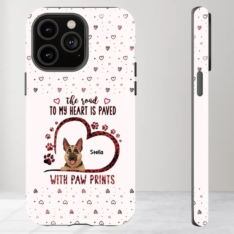 The Road To My Heart Is Paved With Paw Prints - Custom Name - Personalized Gifts For Dog Lovers - iPhone Clear Phone Case