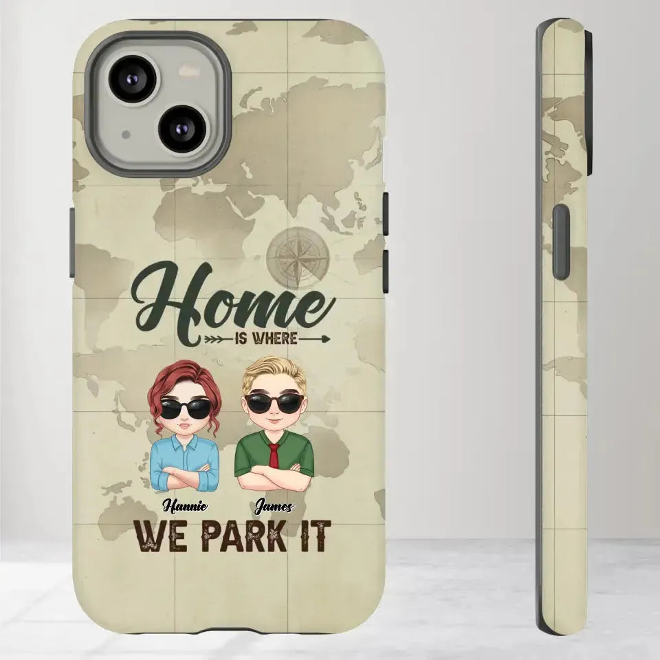 Our Home Is Where We Park It - Custom Name - Personalized Gifts For Couple - iPhone Tough Phone Case