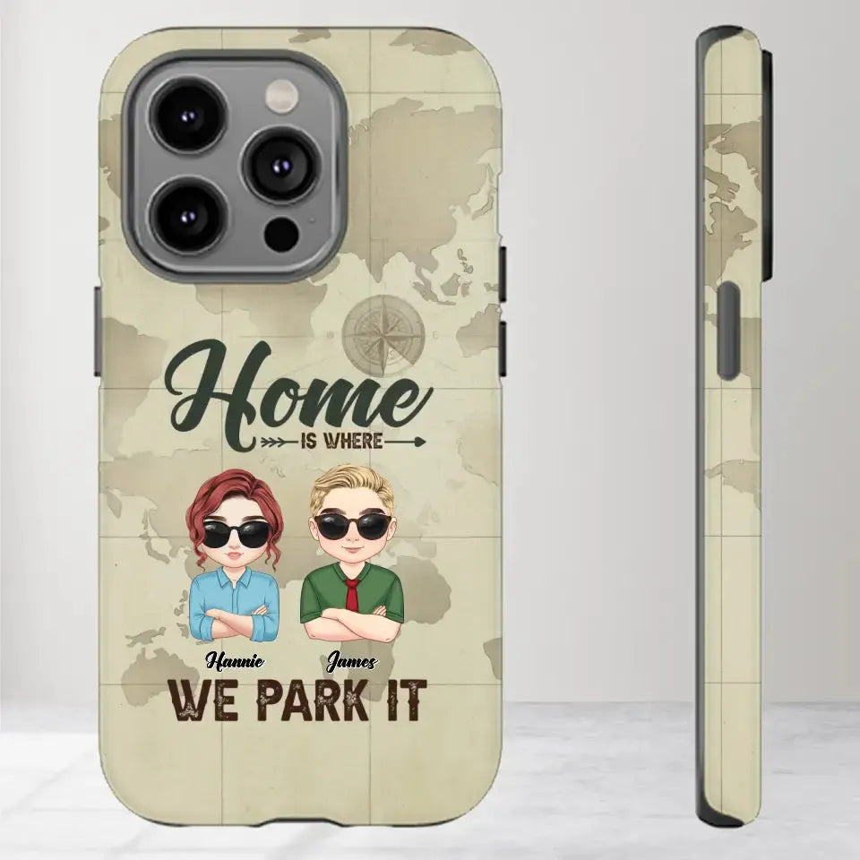 Our Home Is Where We Park It - Custom Name - Personalized Gifts For Couple - iPhone Tough Phone Case