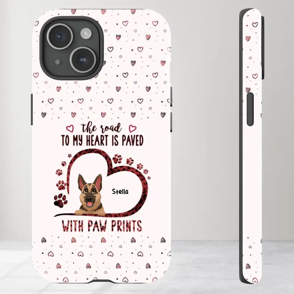 The Road To My Heart Is Paved With Paw Prints - Custom Name - Personalized Gifts For Dog Lovers - iPhone Clear Phone Case