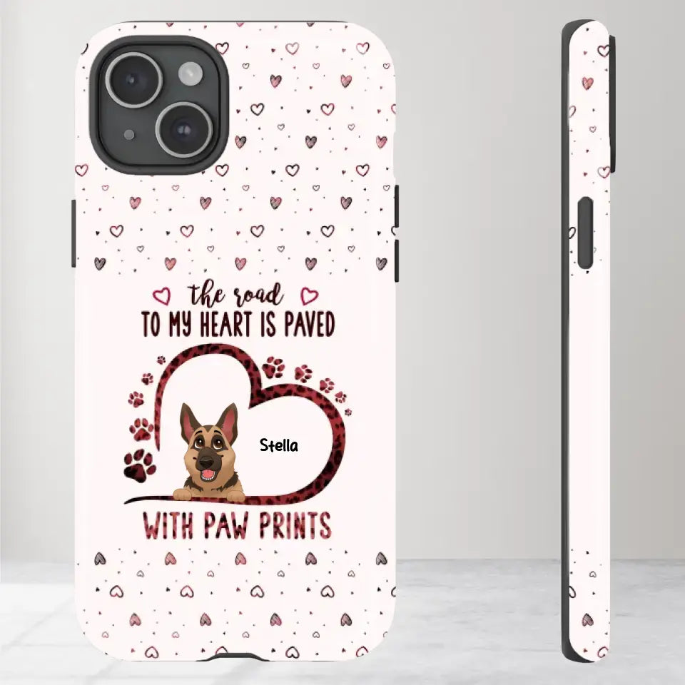 The Road To My Heart Is Paved With Paw Prints - Custom Name - Personalized Gifts For Dog Lovers - iPhone Clear Phone Case