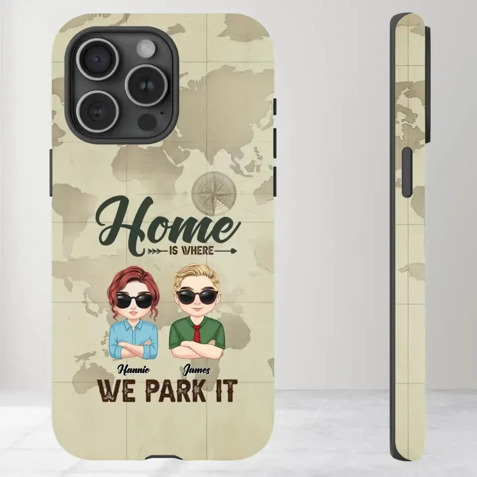 Our Home Is Where We Park It - Custom Name - Personalized Gifts For Couple - iPhone Tough Phone Case