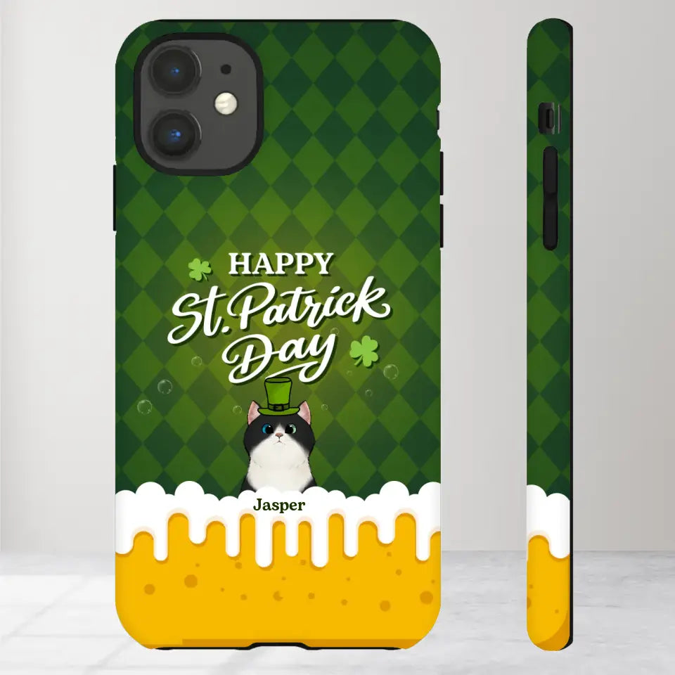 St. Patrick's Day Gifts For Cat Lovers - Custom Name - Personalized Gifts For Cat Lovers - iPhone Tough Phone Case