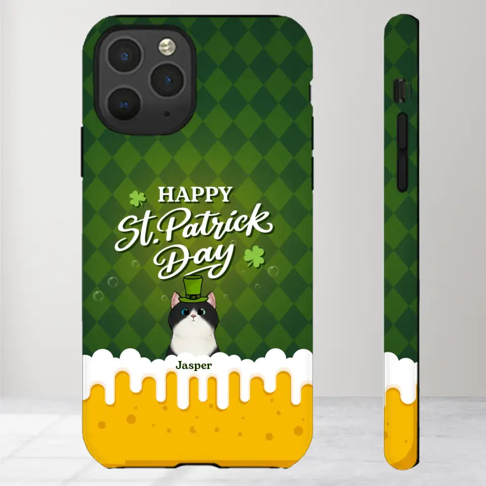 St. Patrick's Day Gifts For Cat Lovers - Custom Name - Personalized Gifts For Cat Lovers - iPhone Tough Phone Case