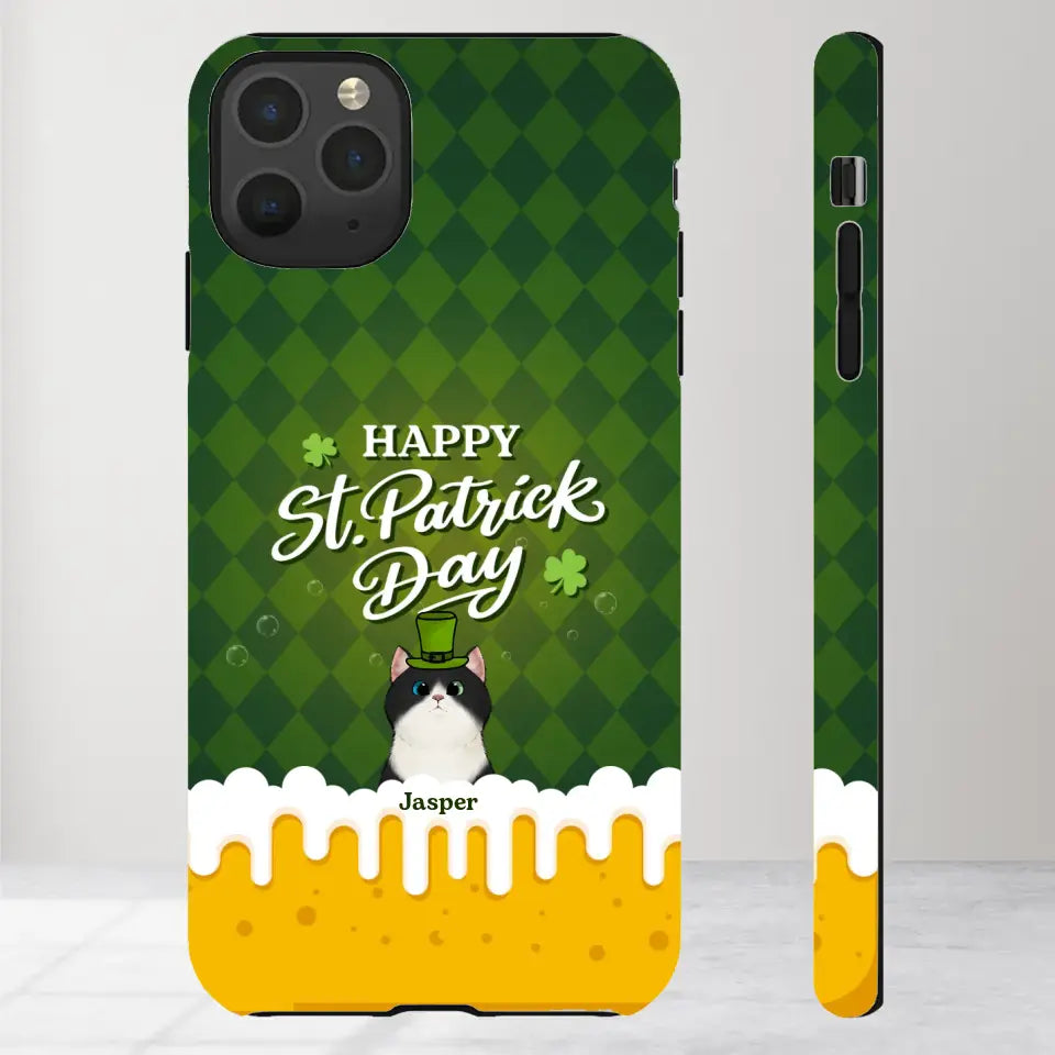 St. Patrick's Day Gifts For Cat Lovers - Custom Name - Personalized Gifts For Cat Lovers - iPhone Tough Phone Case