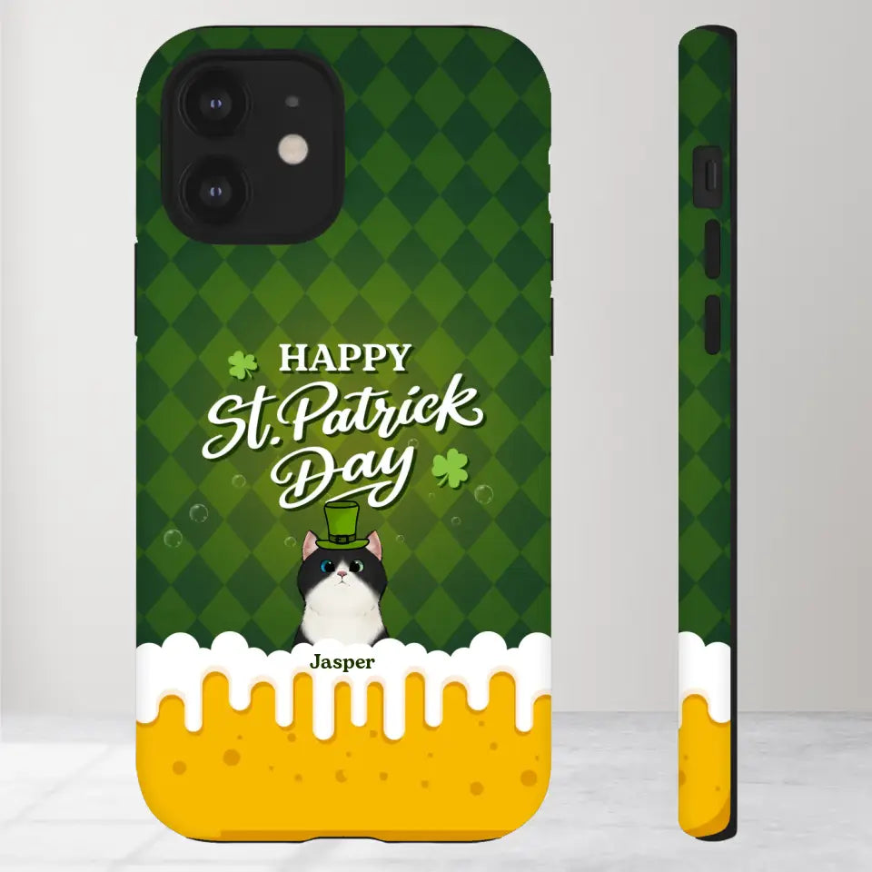 St. Patrick's Day Gifts For Cat Lovers - Custom Name - Personalized Gifts For Cat Lovers - iPhone Tough Phone Case