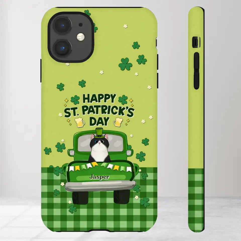 Cat Patrick's Day - Custom Name - Personalized Gifts For Cat Lovers- iPhone Tough Phone Case