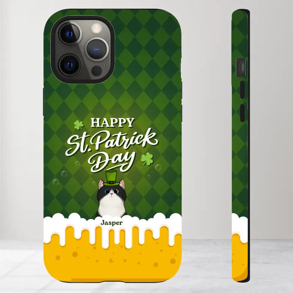 St. Patrick's Day Gifts For Cat Lovers - Custom Name - Personalized Gifts For Cat Lovers - iPhone Tough Phone Case