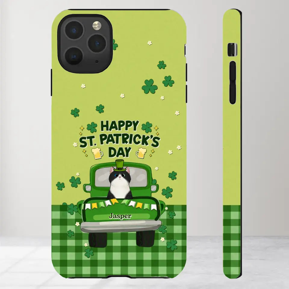 Cat Patrick's Day - Custom Name - Personalized Gifts For Cat Lovers- iPhone Tough Phone Case