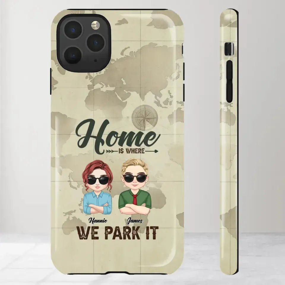 Our Home Is Where We Park It - Custom Name - Personalized Gifts For Couple - iPhone Tough Phone Case