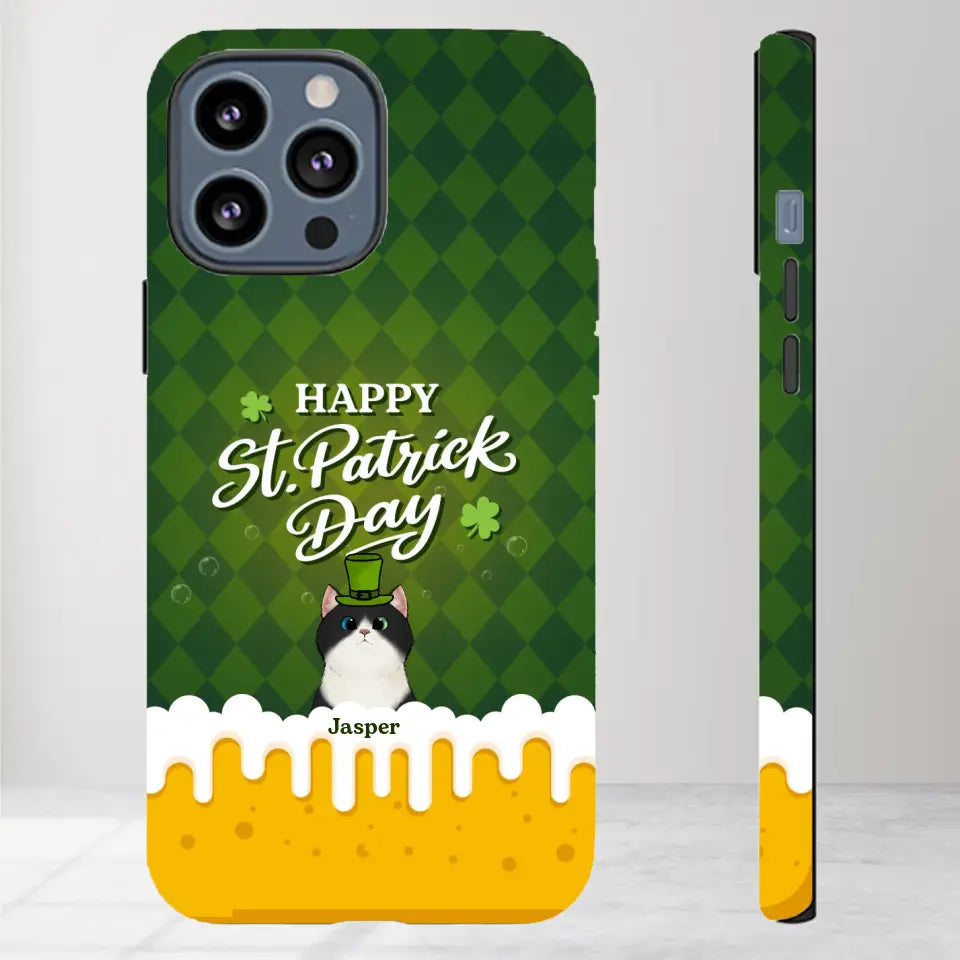 St. Patrick's Day Gifts For Cat Lovers - Custom Name - Personalized Gifts For Cat Lovers - iPhone Tough Phone Case