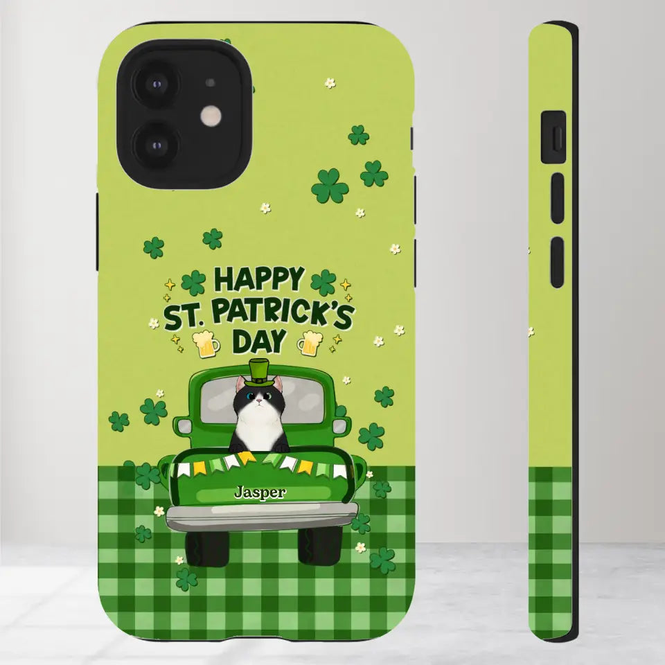 Cat Patrick's Day - Custom Name - Personalized Gifts For Cat Lovers- iPhone Tough Phone Case