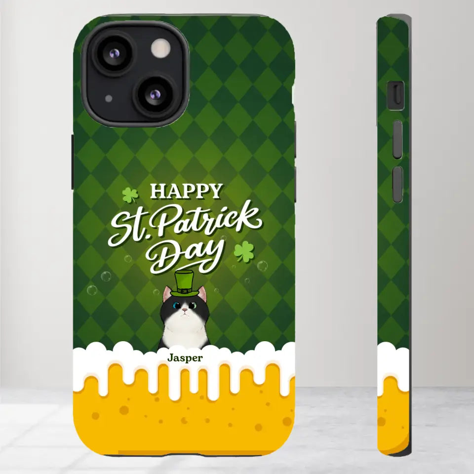 St. Patrick's Day Gifts For Cat Lovers - Custom Name - Personalized Gifts For Cat Lovers - iPhone Tough Phone Case