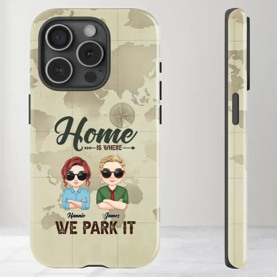 Our Home Is Where We Park It - Custom Name - Personalized Gifts For Couple - iPhone Tough Phone Case