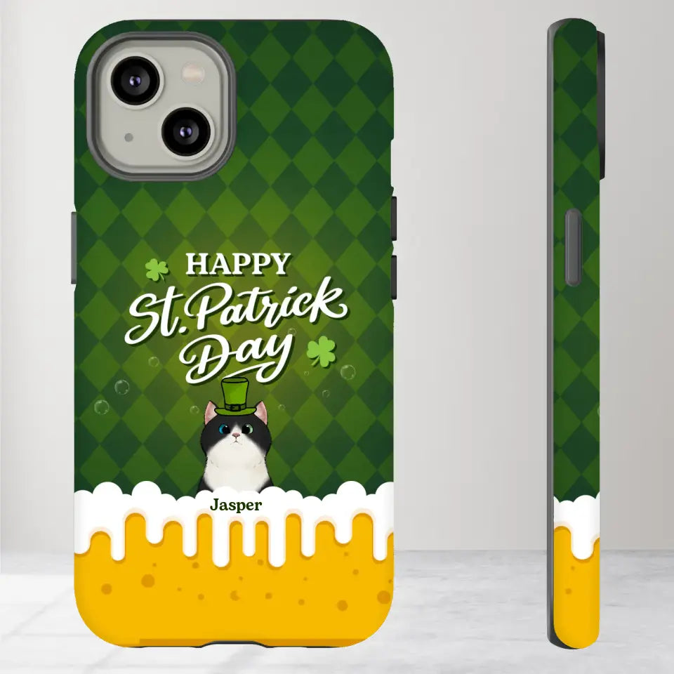 St. Patrick's Day Gifts For Cat Lovers - Custom Name - Personalized Gifts For Cat Lovers - iPhone Tough Phone Case