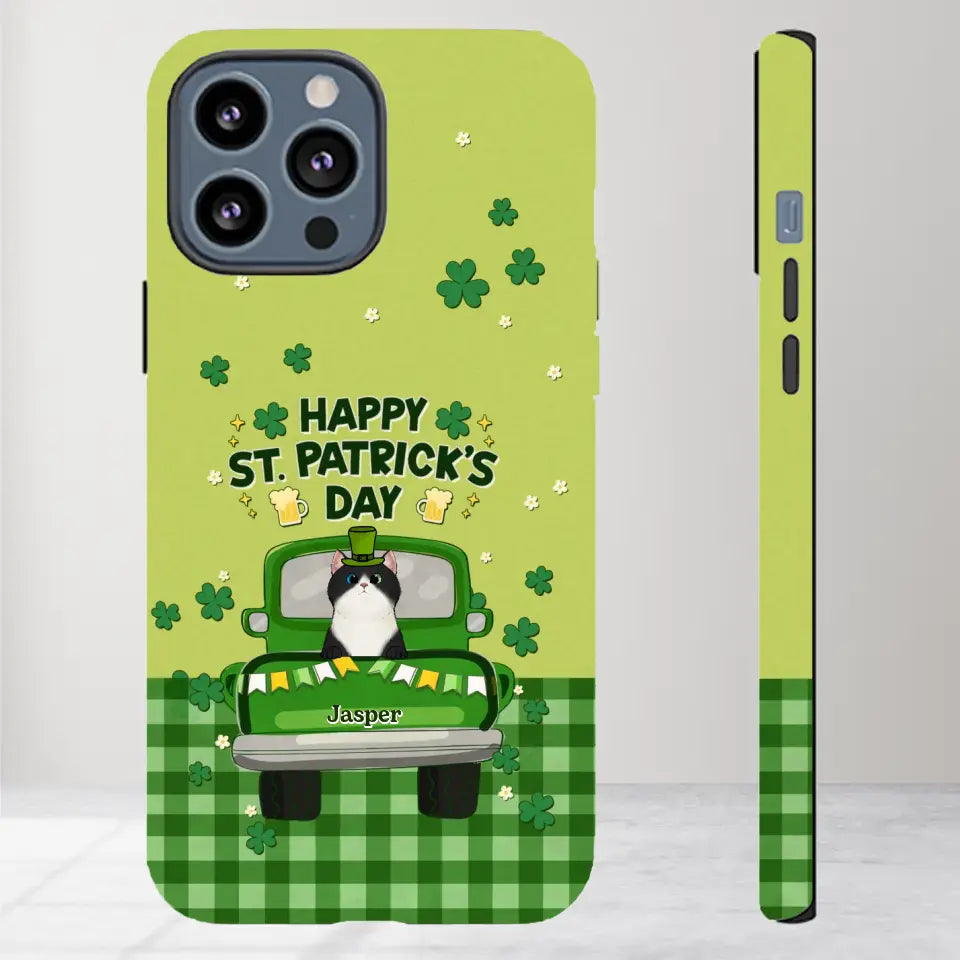 Cat Patrick's Day - Custom Name - Personalized Gifts For Cat Lovers- iPhone Tough Phone Case