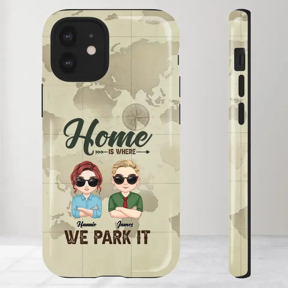 Our Home Is Where We Park It - Custom Name - Personalized Gifts For Couple - iPhone Tough Phone Case