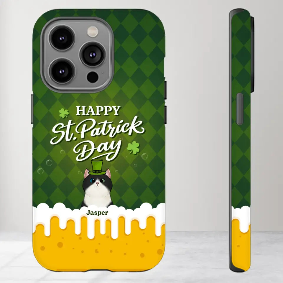 St. Patrick's Day Gifts For Cat Lovers - Custom Name - Personalized Gifts For Cat Lovers - iPhone Tough Phone Case