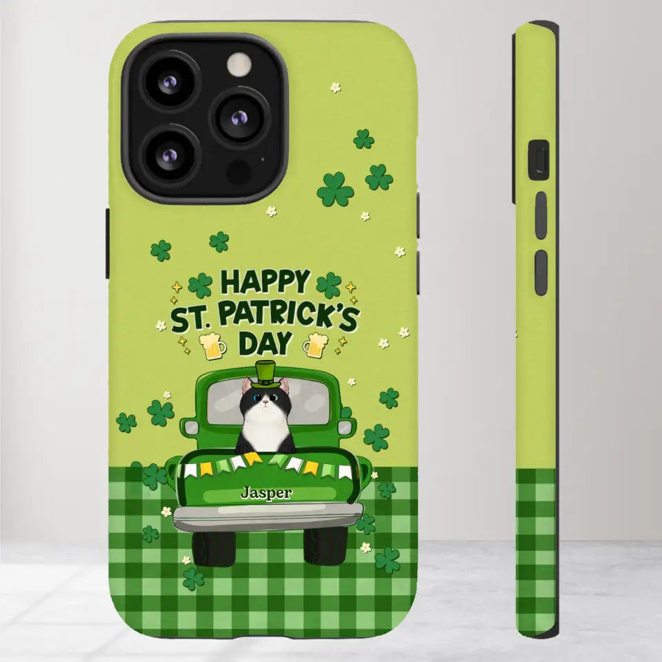 Cat Patrick's Day - Custom Name - Personalized Gifts For Cat Lovers- iPhone Tough Phone Case