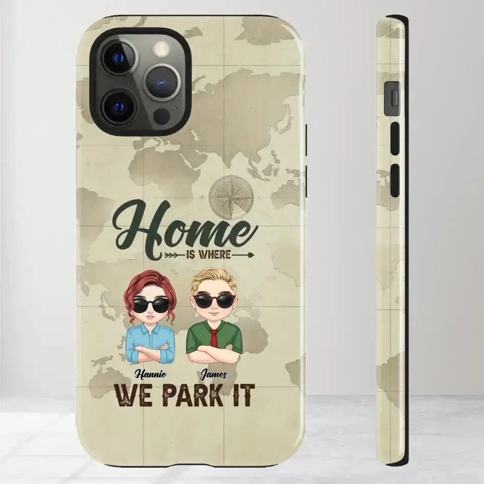 Our Home Is Where We Park It - Custom Name - Personalized Gifts For Couple - iPhone Tough Phone Case