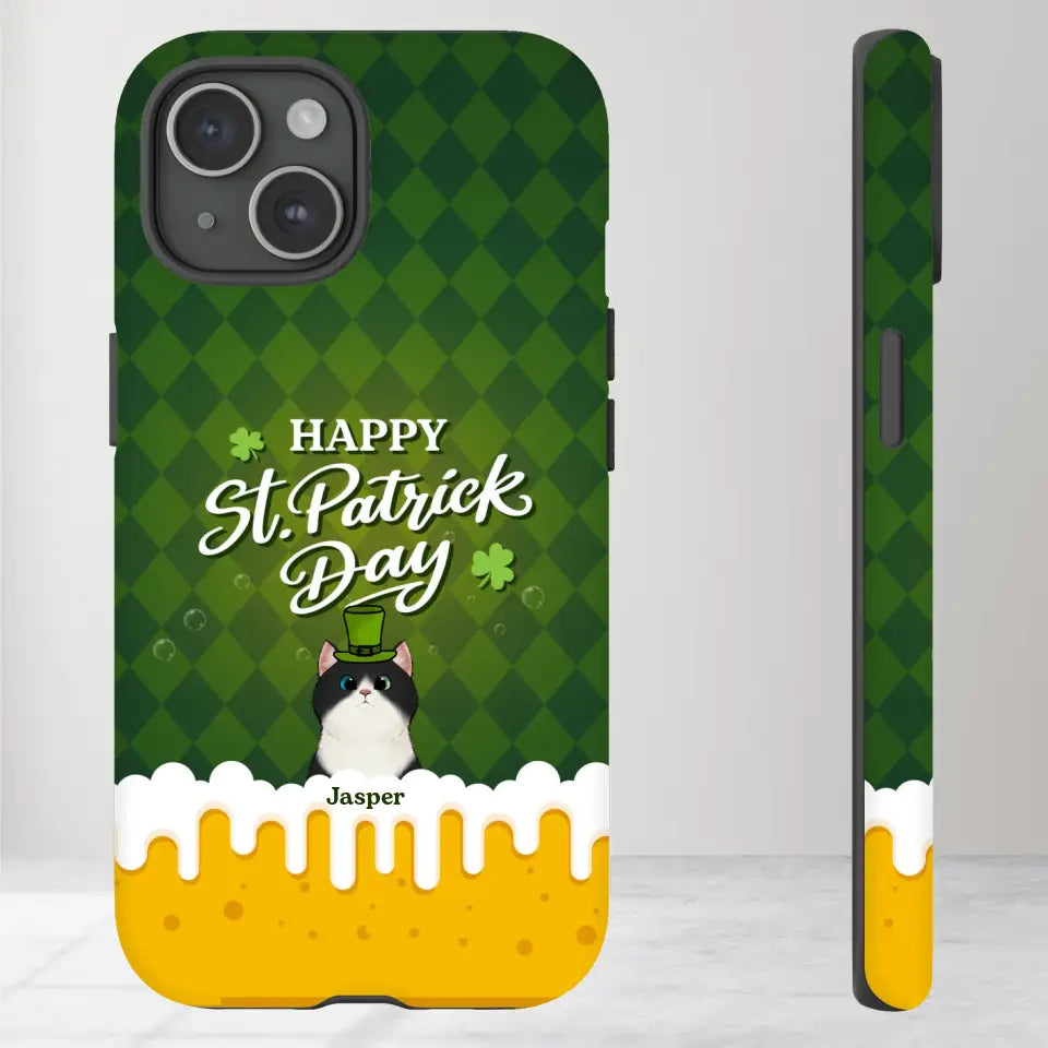 St. Patrick's Day Gifts For Cat Lovers - Custom Name - Personalized Gifts For Cat Lovers - iPhone Tough Phone Case