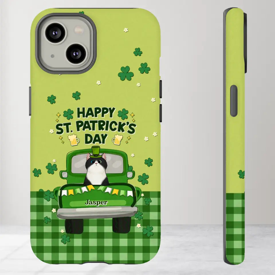 Cat Patrick's Day - Custom Name - Personalized Gifts For Cat Lovers- iPhone Tough Phone Case