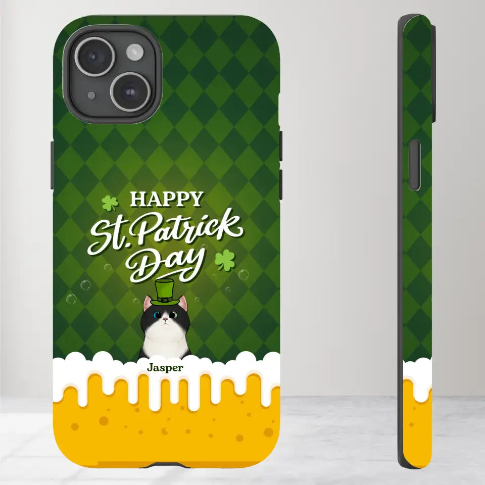 St. Patrick's Day Gifts For Cat Lovers - Custom Name - Personalized Gifts For Cat Lovers - iPhone Tough Phone Case