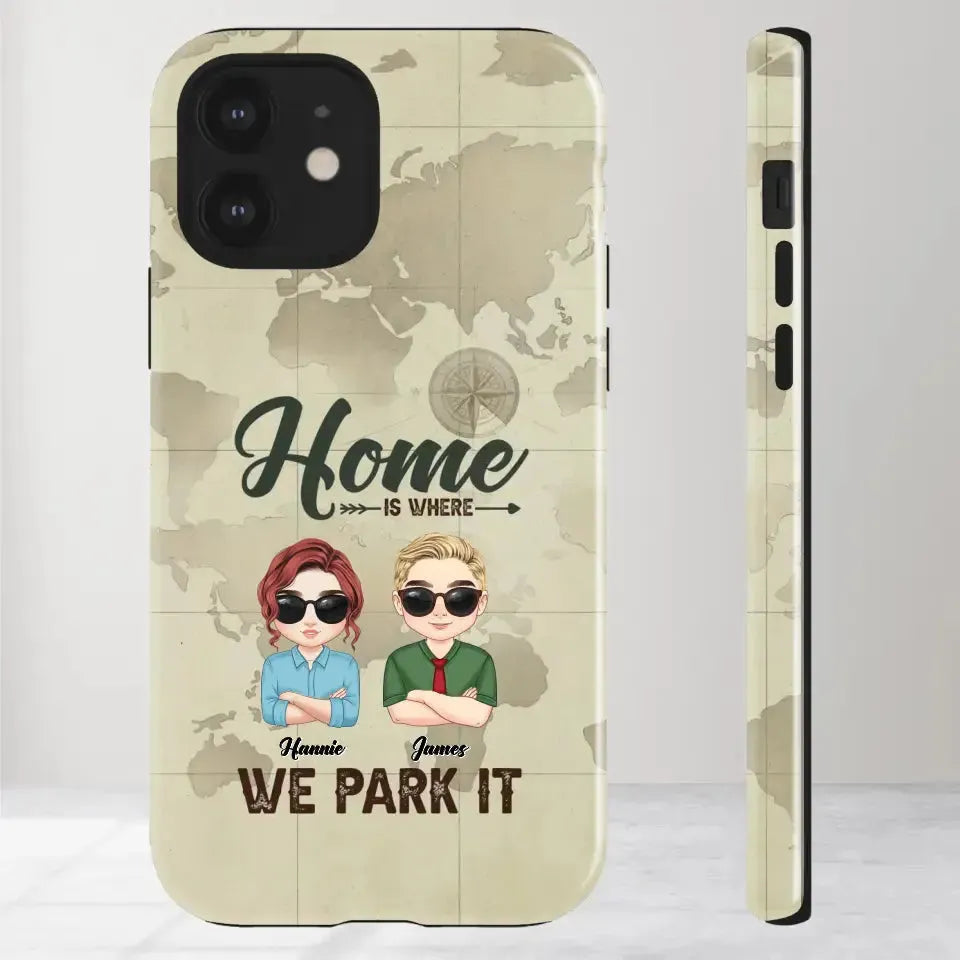 Our Home Is Where We Park It - Custom Name - Personalized Gifts For Couple - iPhone Tough Phone Case