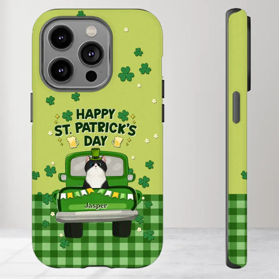 Cat Patrick's Day - Custom Name - Personalized Gifts For Cat Lovers- iPhone Tough Phone Case