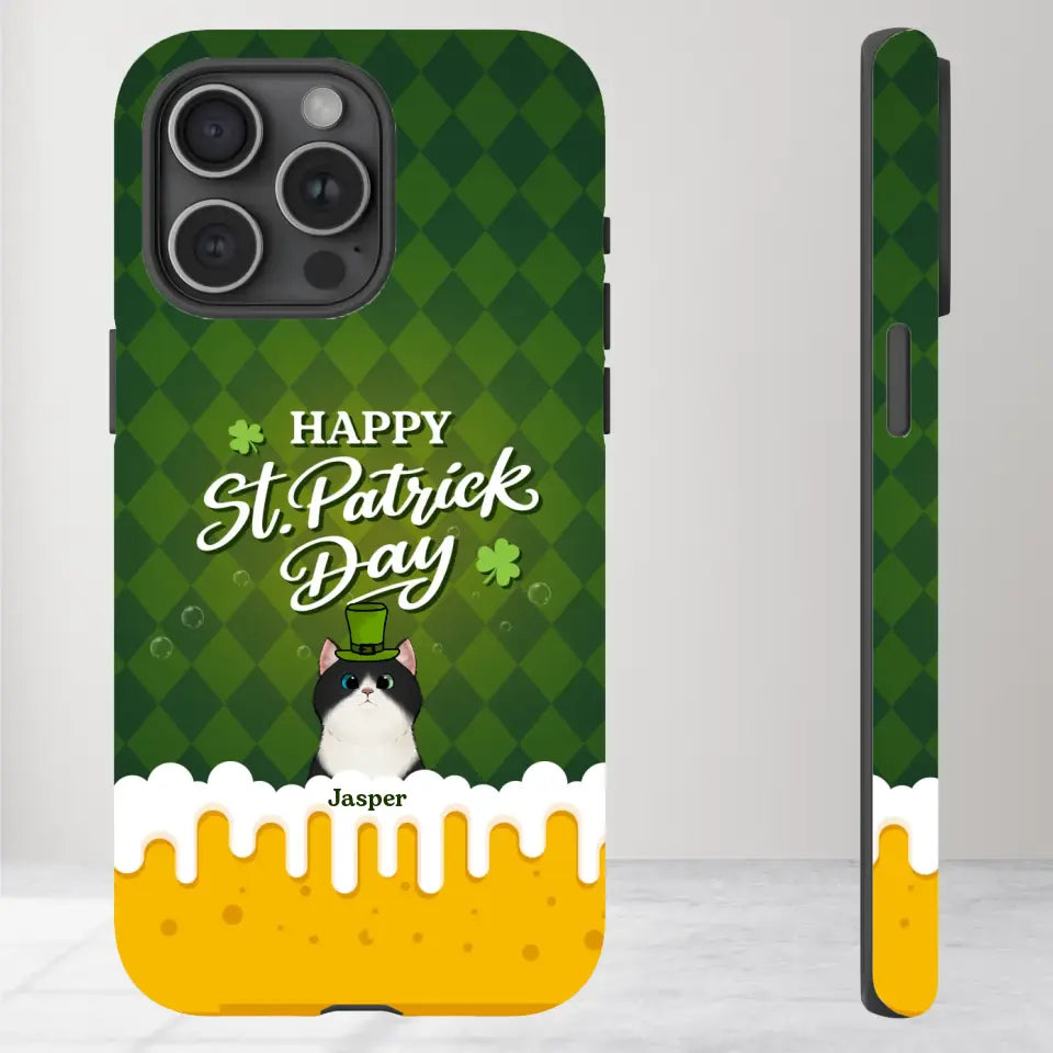 St. Patrick's Day Gifts For Cat Lovers - Custom Name - Personalized Gifts For Cat Lovers - iPhone Tough Phone Case