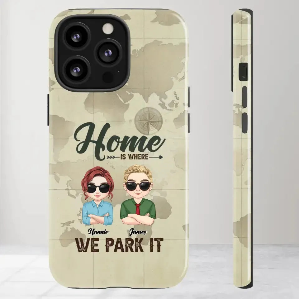 Our Home Is Where We Park It - Custom Name - Personalized Gifts For Couple - iPhone Tough Phone Case