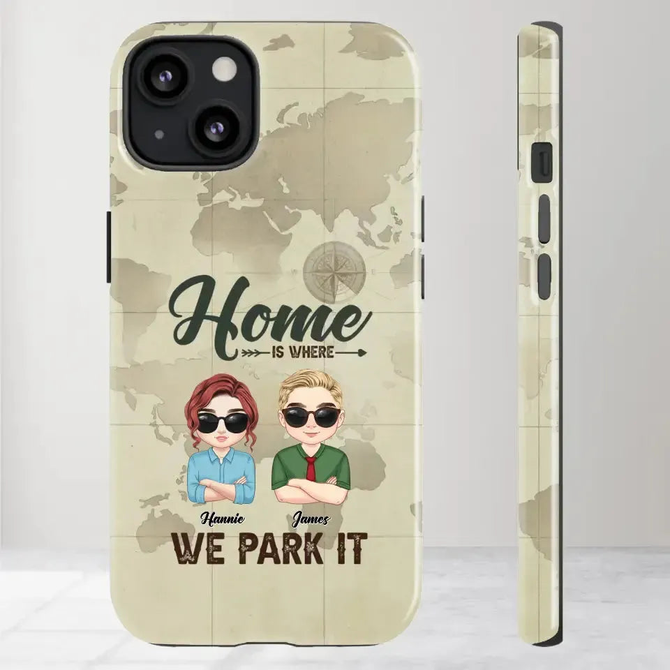 Our Home Is Where We Park It - Custom Name - Personalized Gifts For Couple - iPhone Tough Phone Case