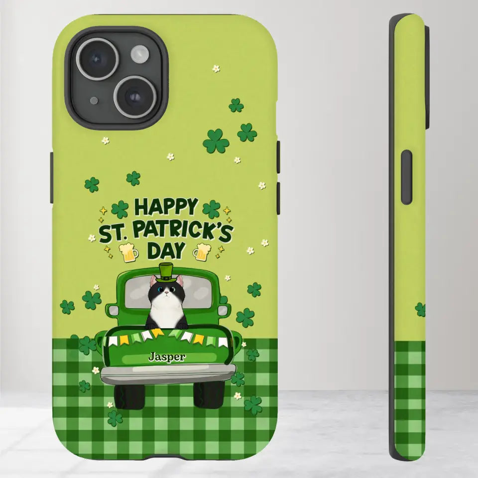 Cat Patrick's Day - Custom Name - Personalized Gifts For Cat Lovers- iPhone Tough Phone Case