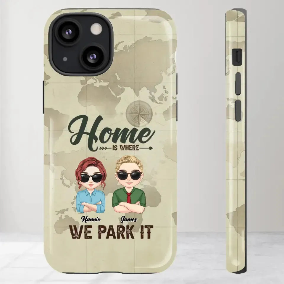 Our Home Is Where We Park It - Custom Name - Personalized Gifts For Couple - iPhone Tough Phone Case