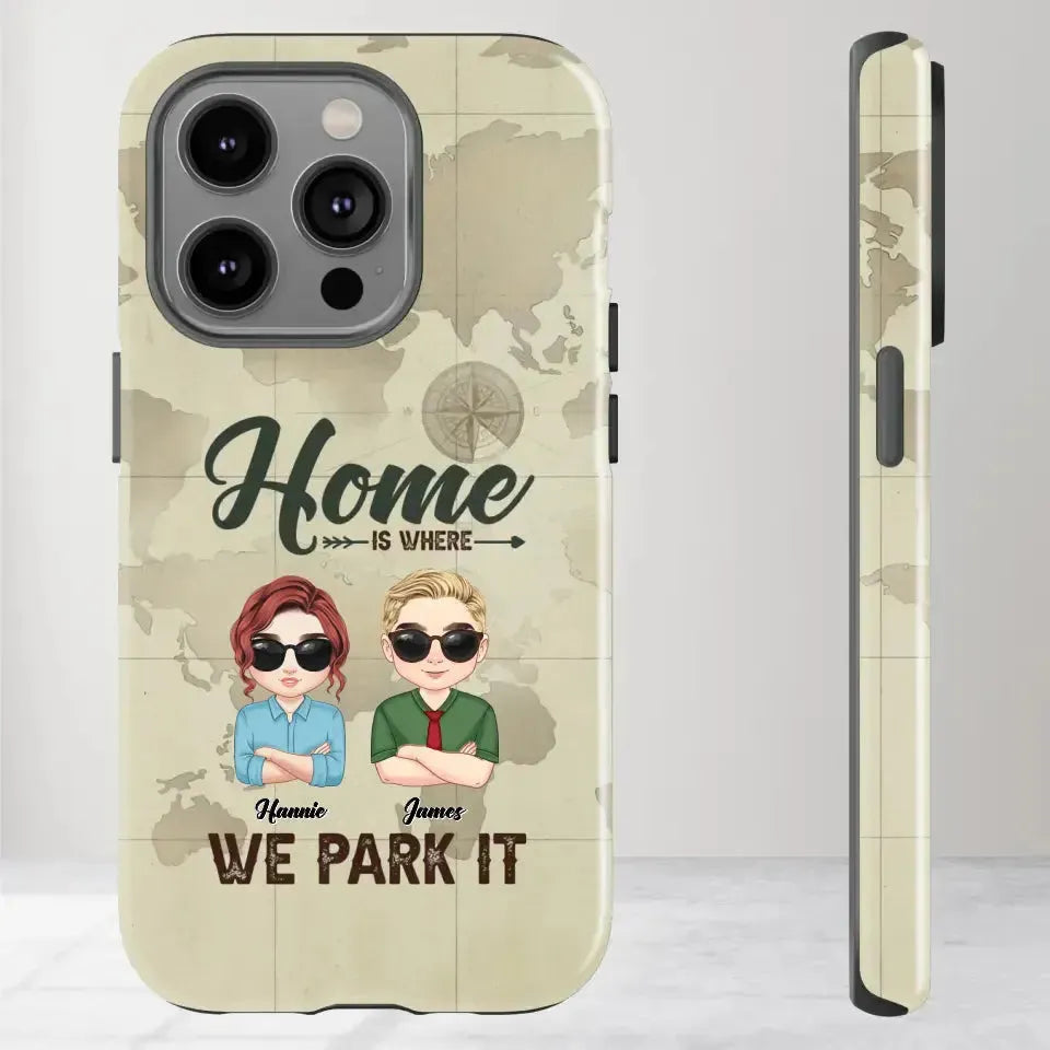 Our Home Is Where We Park It - Custom Name - Personalized Gifts For Couple - iPhone Tough Phone Case