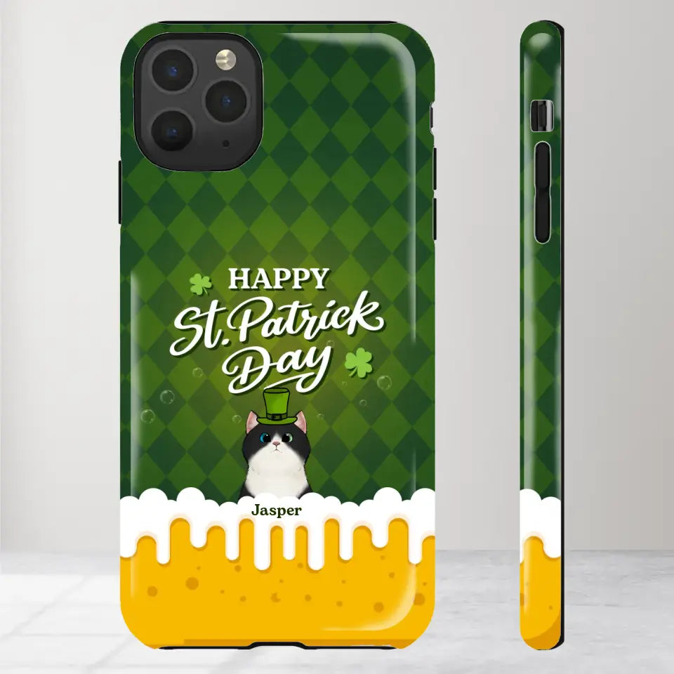 St. Patrick's Day Gifts For Cat Lovers - Custom Name - Personalized Gifts For Cat Lovers - iPhone Tough Phone Case