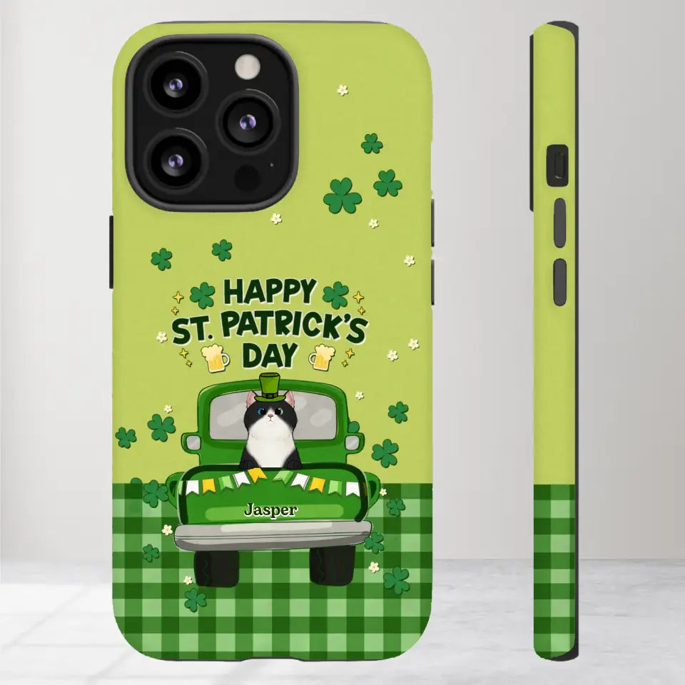 Cat Patrick's Day - Custom Name - Personalized Gifts For Cat Lovers- iPhone Tough Phone Case