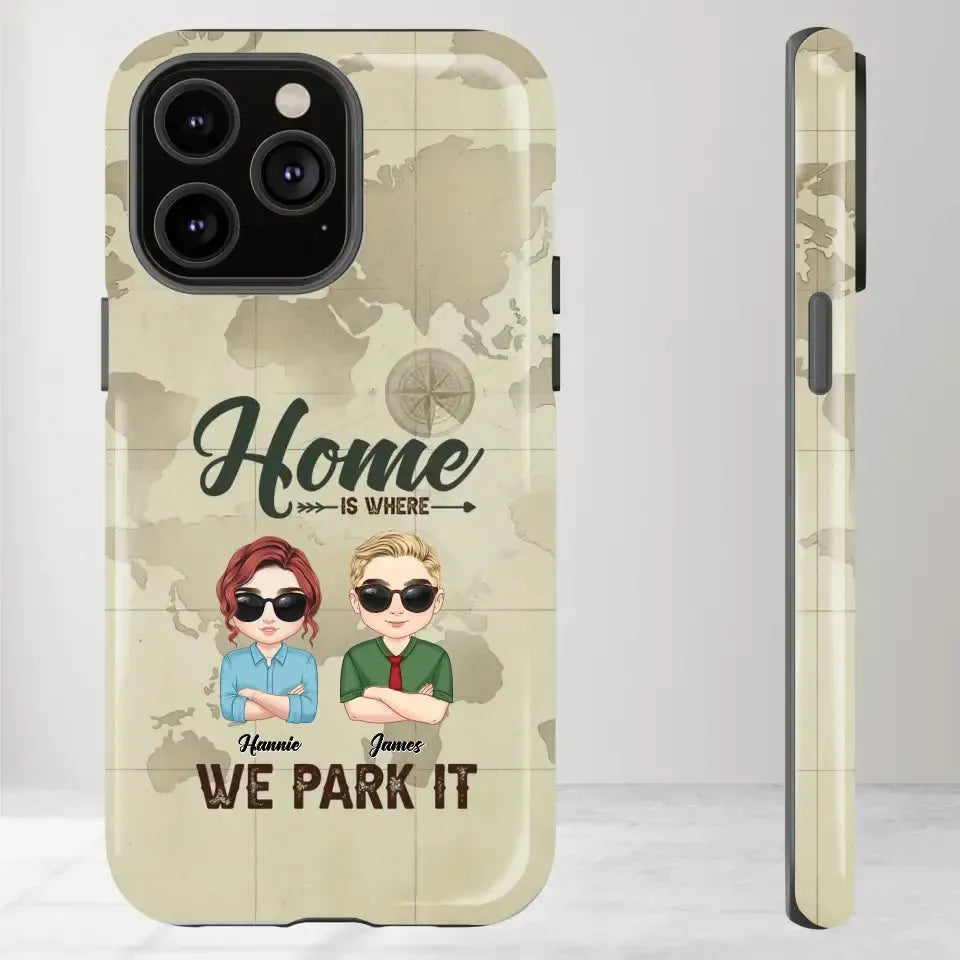 Our Home Is Where We Park It - Custom Name - Personalized Gifts For Couple - iPhone Tough Phone Case