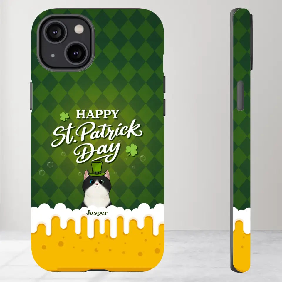 St. Patrick's Day Gifts For Cat Lovers - Custom Name - Personalized Gifts For Cat Lovers - iPhone Tough Phone Case