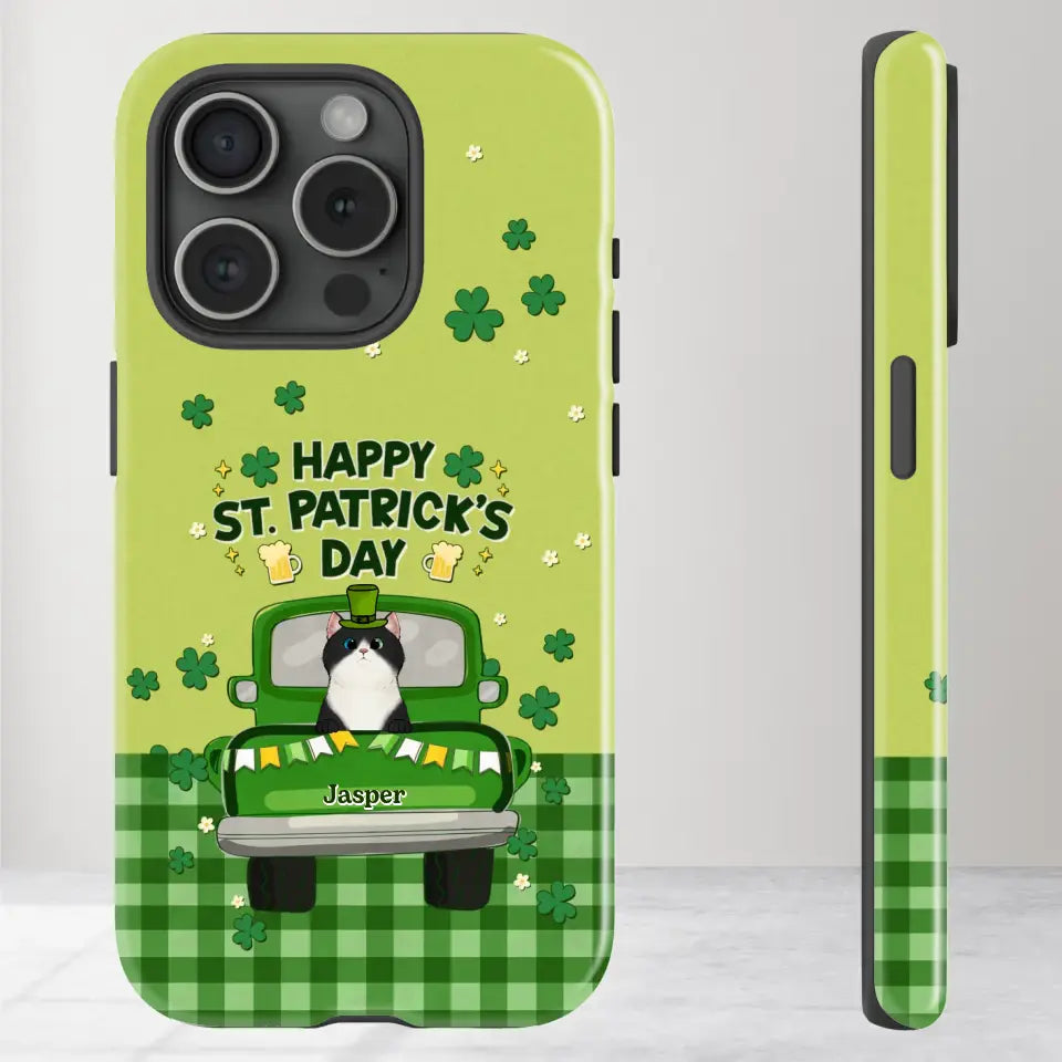 Cat Patrick's Day - Custom Name - Personalized Gifts For Cat Lovers- iPhone Tough Phone Case