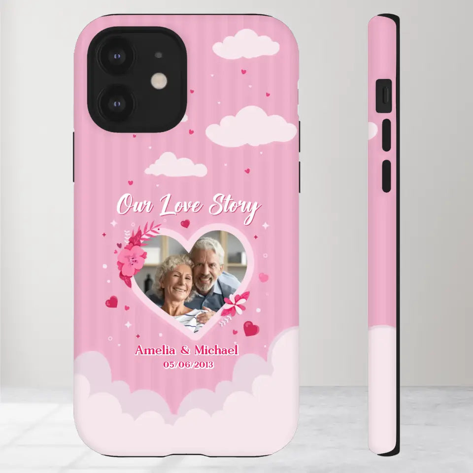 Our Love Story With Our Half - Personalized Gifts For Couples - iPhone Tough Phone Case