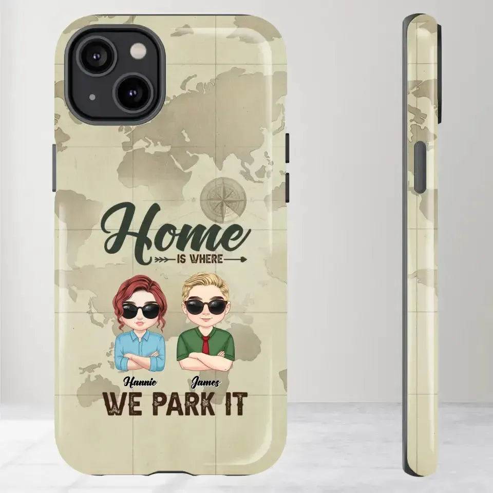 Our Home Is Where We Park It - Custom Name - Personalized Gifts For Couple - iPhone Tough Phone Case