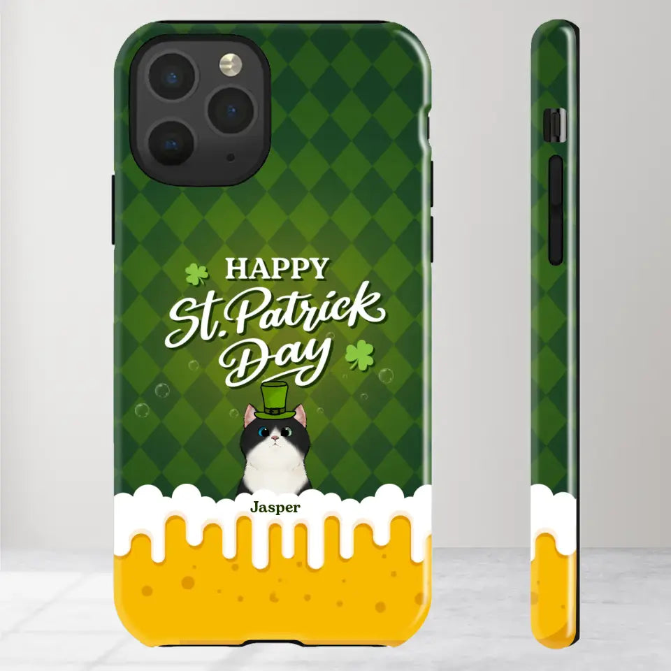 St. Patrick's Day Gifts For Cat Lovers - Custom Name - Personalized Gifts For Cat Lovers - iPhone Tough Phone Case