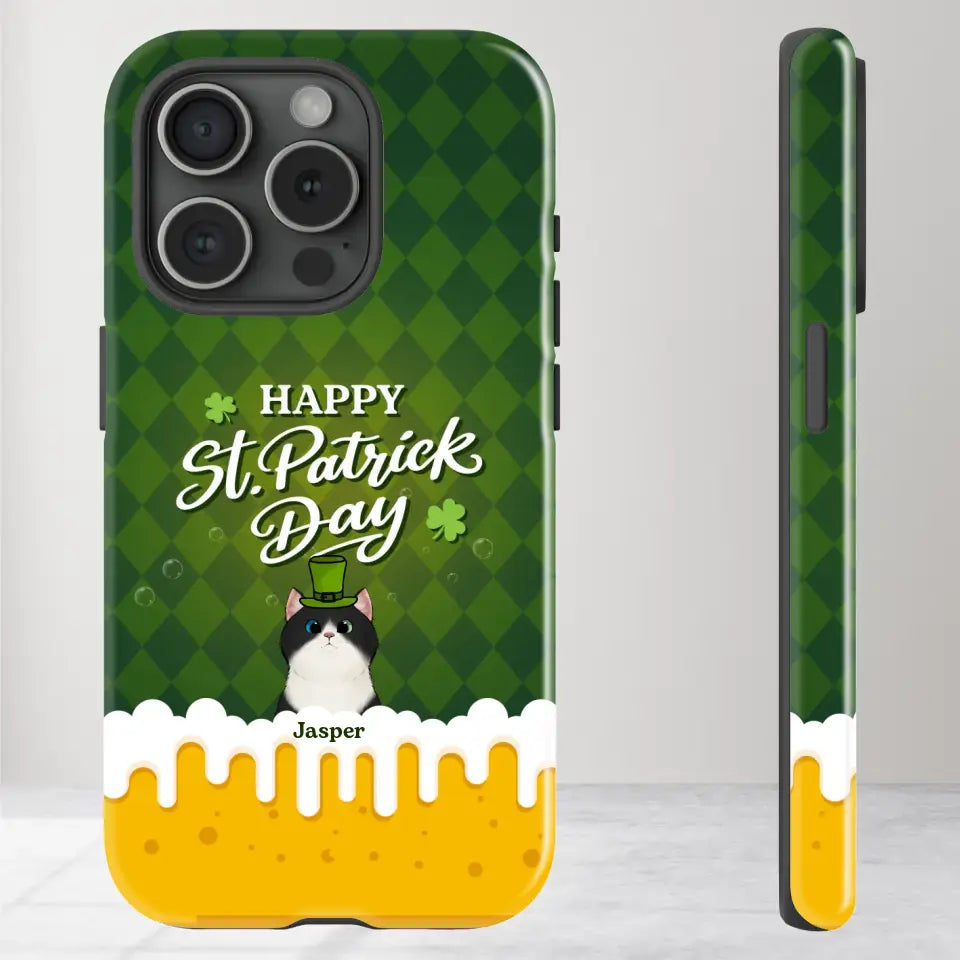 St. Patrick's Day Gifts For Cat Lovers - Custom Name - Personalized Gifts For Cat Lovers - iPhone Tough Phone Case