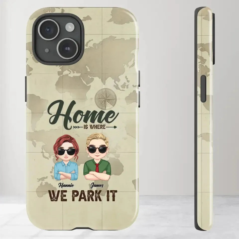 Our Home Is Where We Park It - Custom Name - Personalized Gifts For Couple - iPhone Tough Phone Case