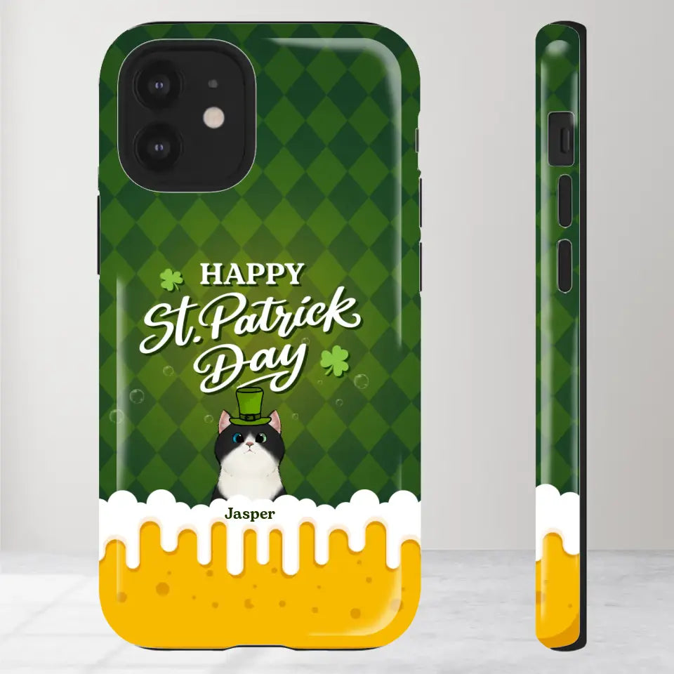 St. Patrick's Day Gifts For Cat Lovers - Custom Name - Personalized Gifts For Cat Lovers - iPhone Tough Phone Case