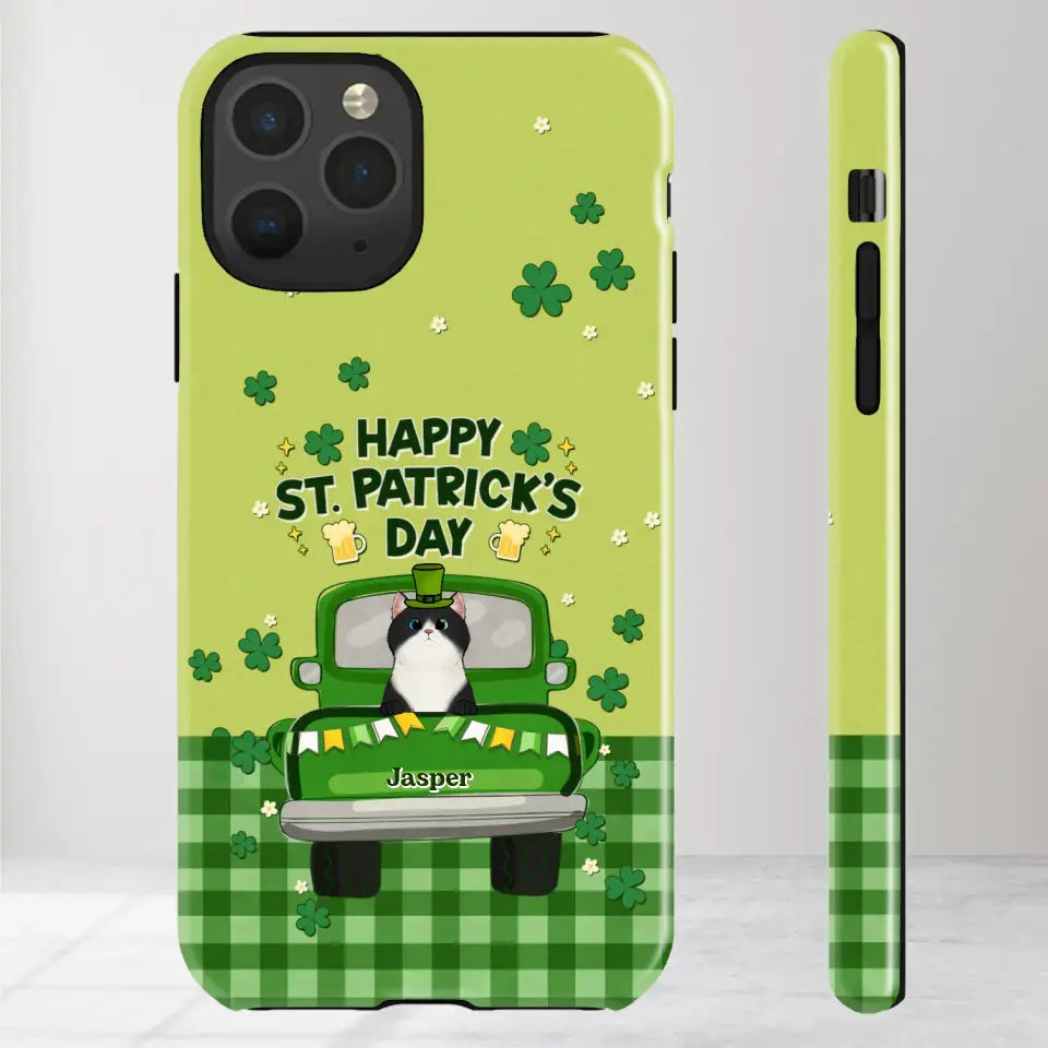 Cat Patrick's Day - Custom Name - Personalized Gifts For Cat Lovers- iPhone Tough Phone Case